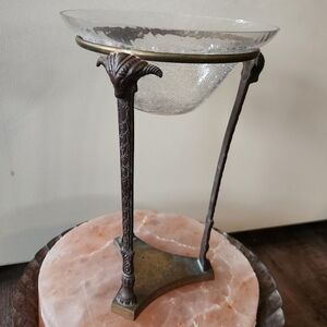 Vintage Pier 1 Brass Baphomet Ram's Head Pedestal Bowl